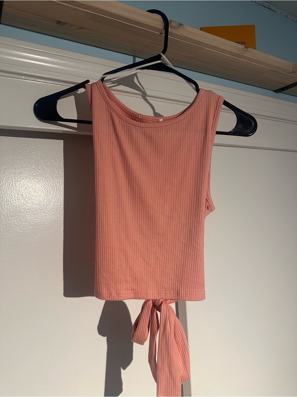 Ribbed Tie-Back Tank Top - Pink